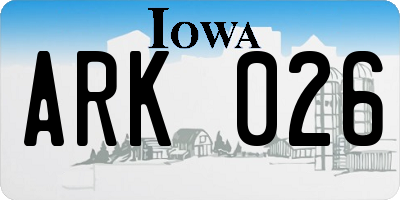 IA license plate ARK026