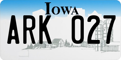 IA license plate ARK027