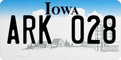 IA license plate ARK028