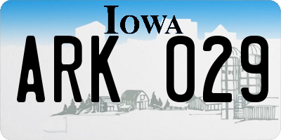IA license plate ARK029