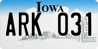 IA license plate ARK031