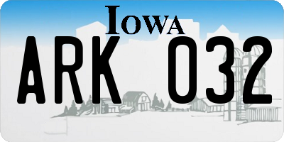 IA license plate ARK032