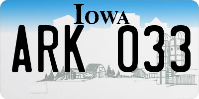 IA license plate ARK033