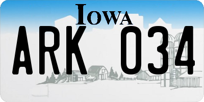 IA license plate ARK034