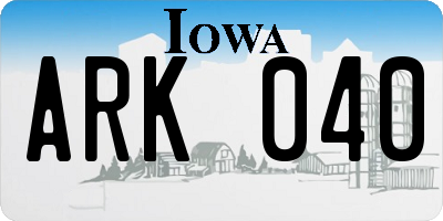 IA license plate ARK040
