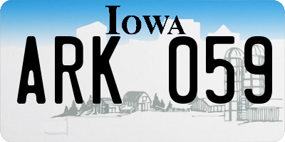 IA license plate ARK059