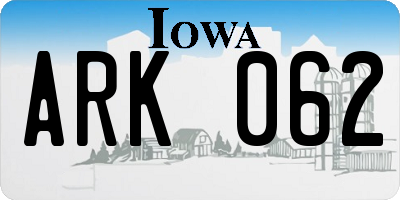 IA license plate ARK062