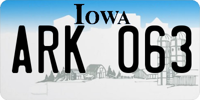 IA license plate ARK063