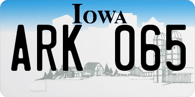 IA license plate ARK065