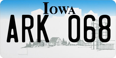 IA license plate ARK068