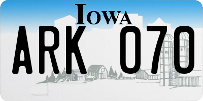IA license plate ARK070