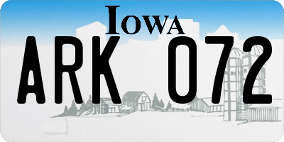 IA license plate ARK072