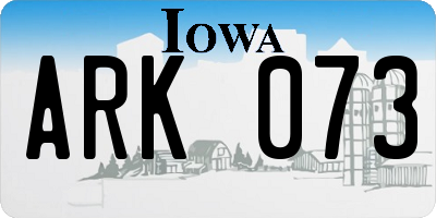 IA license plate ARK073