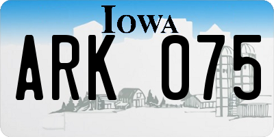 IA license plate ARK075