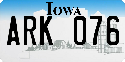 IA license plate ARK076