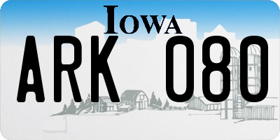 IA license plate ARK080