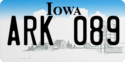 IA license plate ARK089