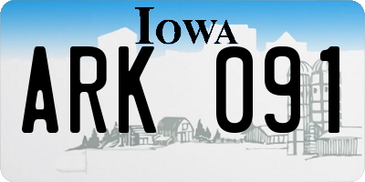IA license plate ARK091