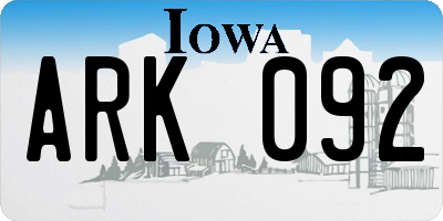 IA license plate ARK092