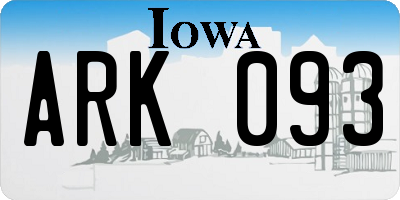 IA license plate ARK093