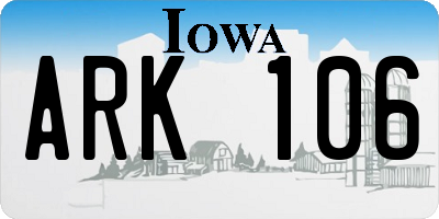 IA license plate ARK106