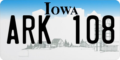 IA license plate ARK108