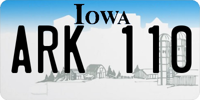 IA license plate ARK110