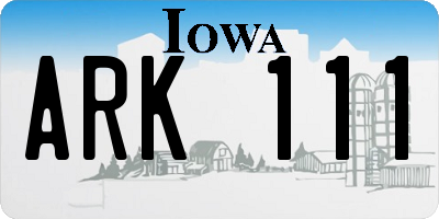 IA license plate ARK111