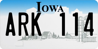 IA license plate ARK114