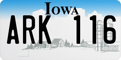 IA license plate ARK116
