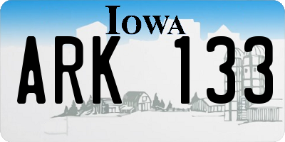 IA license plate ARK133