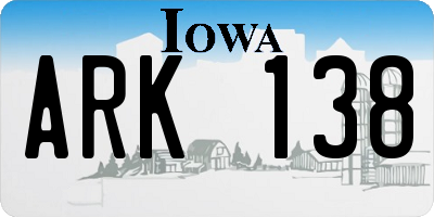 IA license plate ARK138