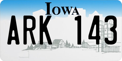 IA license plate ARK143