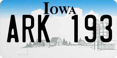IA license plate ARK193