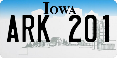 IA license plate ARK201