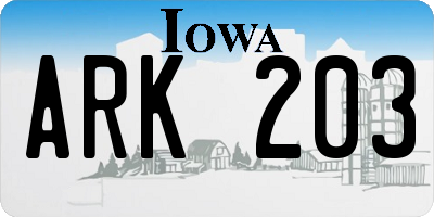 IA license plate ARK203