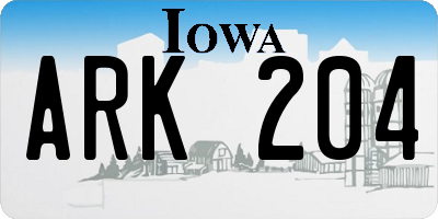 IA license plate ARK204
