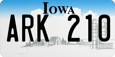 IA license plate ARK210