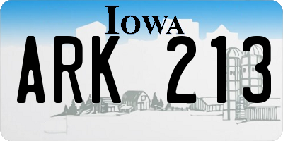 IA license plate ARK213