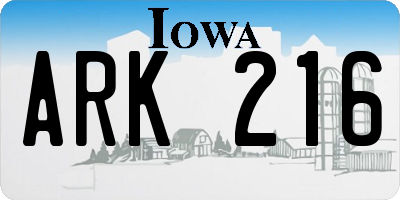 IA license plate ARK216