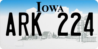 IA license plate ARK224