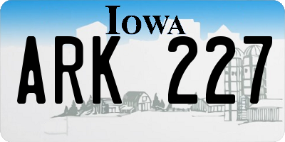 IA license plate ARK227