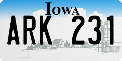 IA license plate ARK231