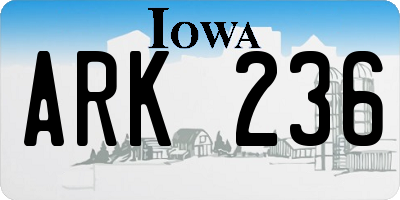 IA license plate ARK236
