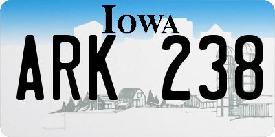 IA license plate ARK238