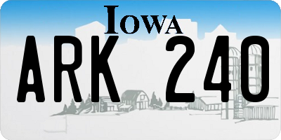 IA license plate ARK240