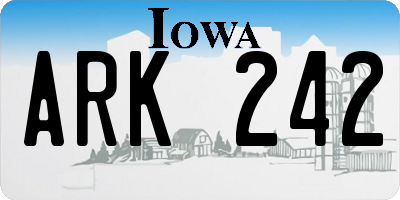 IA license plate ARK242
