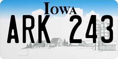 IA license plate ARK243