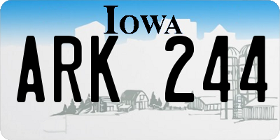 IA license plate ARK244