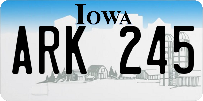 IA license plate ARK245